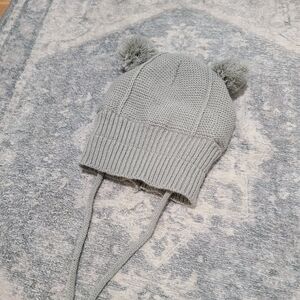 Gray Knit Pom-Pom Kids Hat